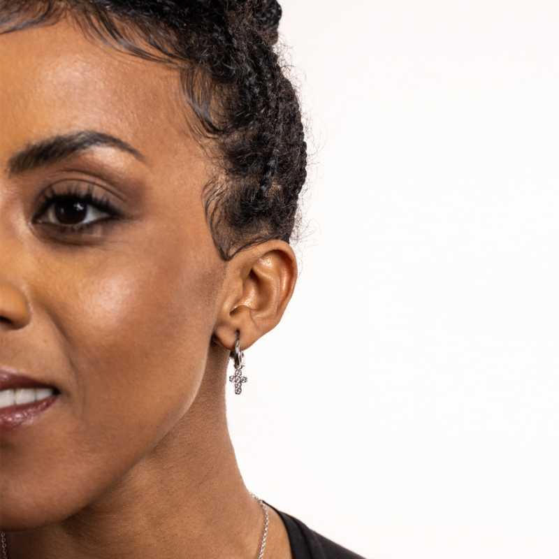 Orecchino Singolo Cerchio con Croce - immagine 2