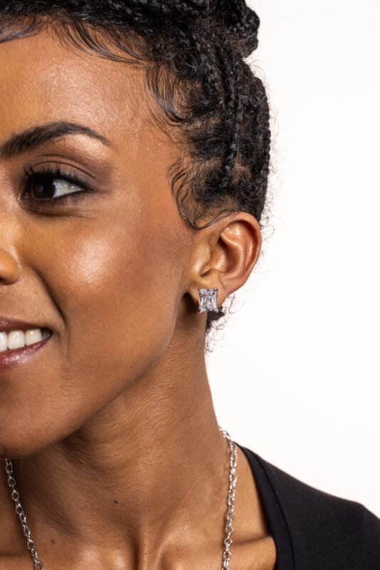 Orecchini Cristalli Baguette Acciaio - immagine 2