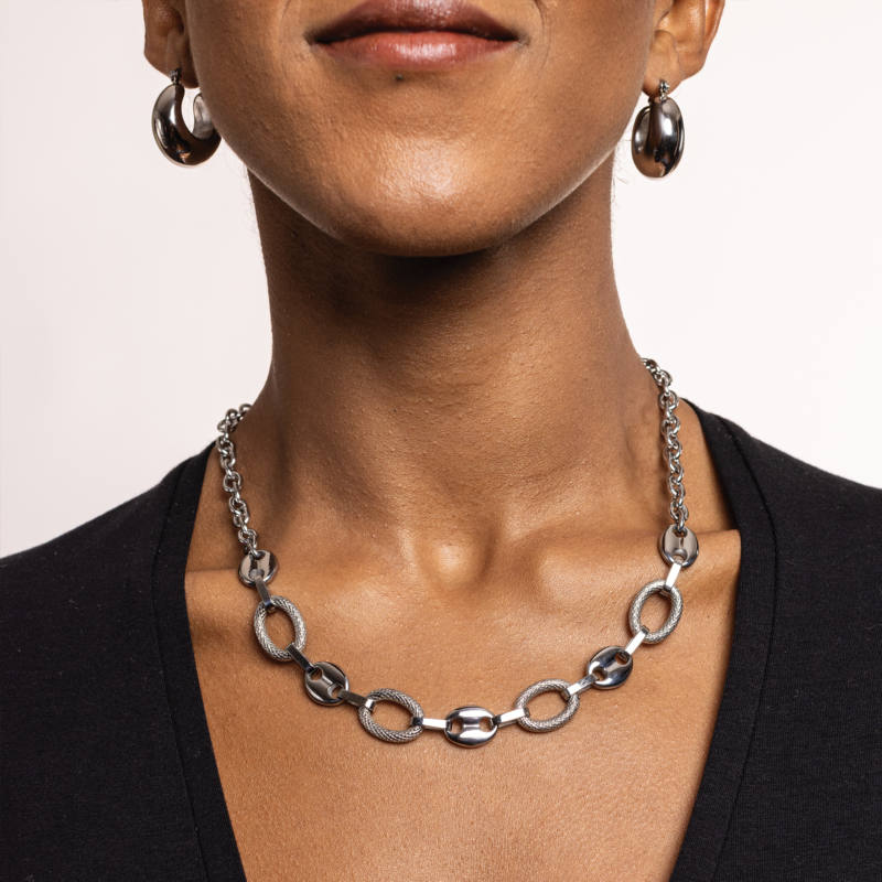 ORECCHINI BOMBATI ACCIAIO - immagine 3