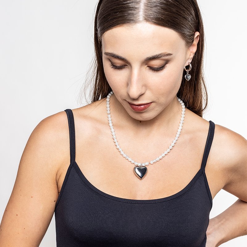 Collana Perle e Cuore Pendente - immagine 2