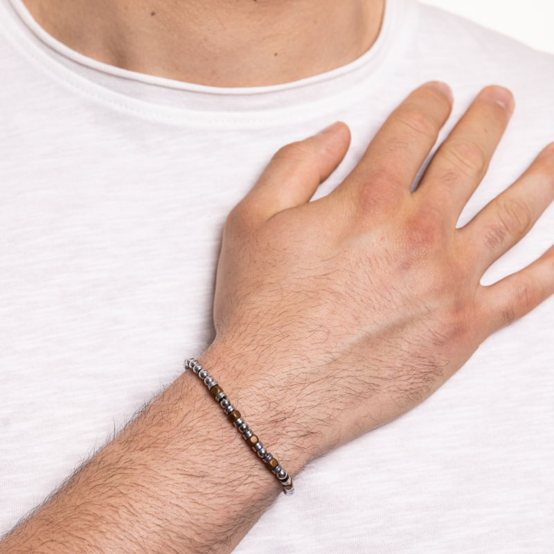 Bracciale Uomo Acciaio e Ematite - immagine 2