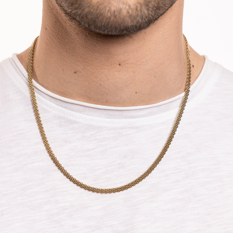 Collana Catena Mesh Acciaio Pvd Oro - immagine 2