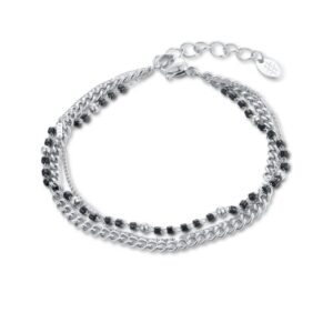 Bracciale Triplo Filo con Perline Nere