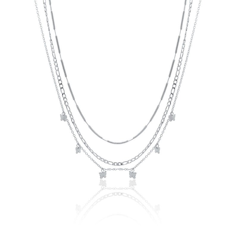 Collana Triplo Filo con Farfalle