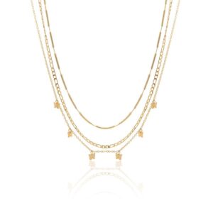 Collana Dorata Triplo Filo con Farfalle