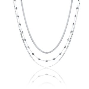 Collana Triplo Filo con Cristalli Neri