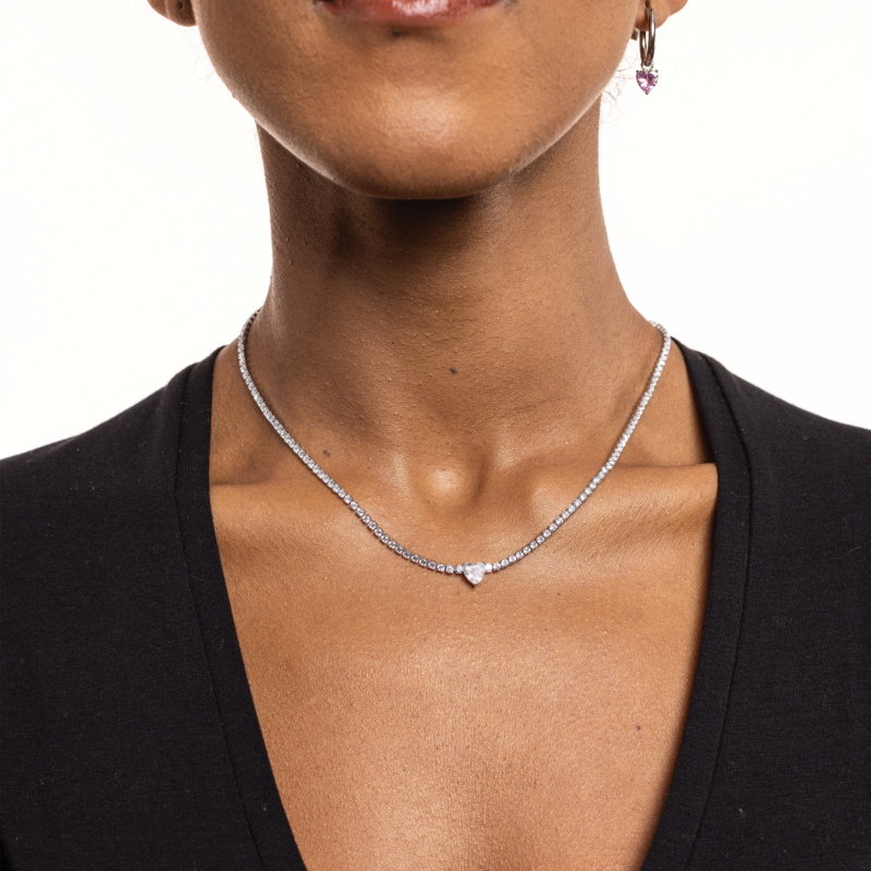 Collana Tennis con Cristallo a Cuore - immagine 9