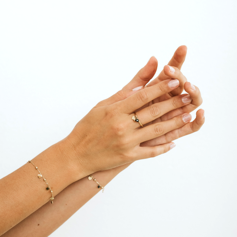 Bracciale Cuori e Piastrine Color Oro - immagine 2