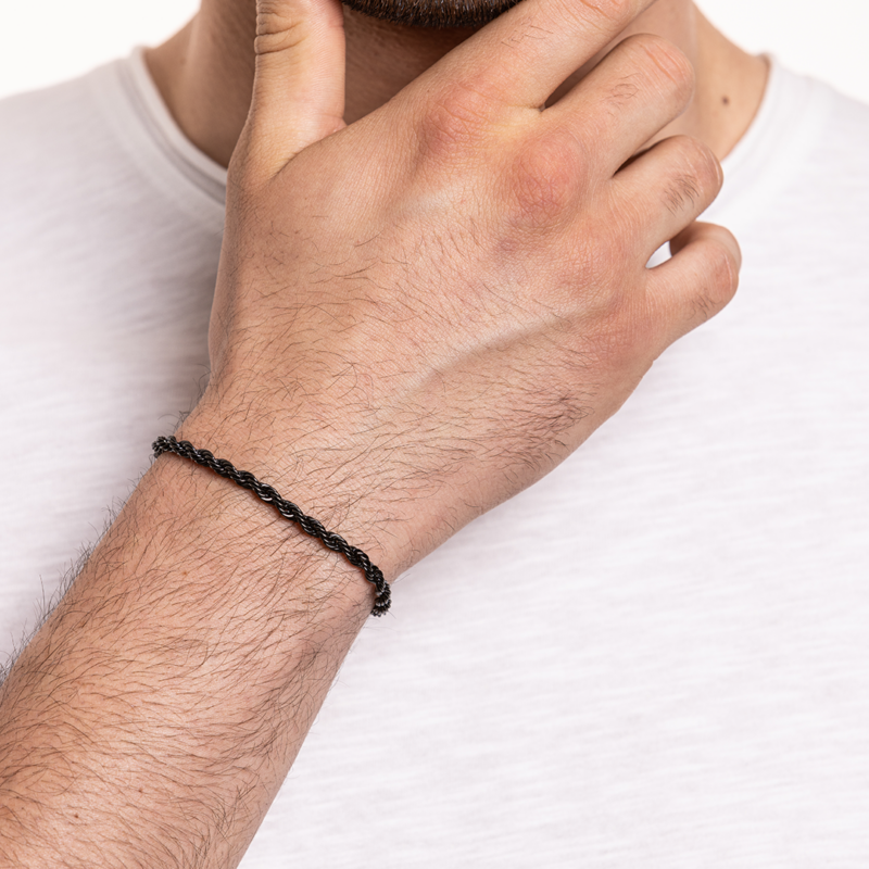 Bracciale catena corda PVD nero - immagine 2