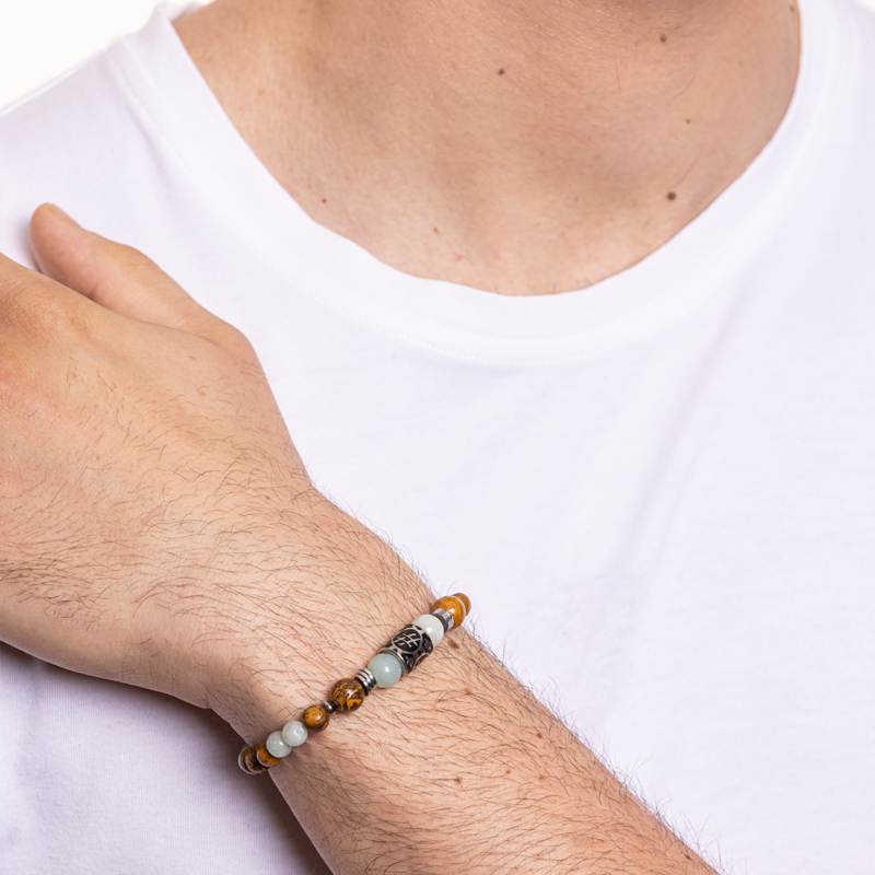 Bracciale Amazonite e Turchese Marrone - immagine 2