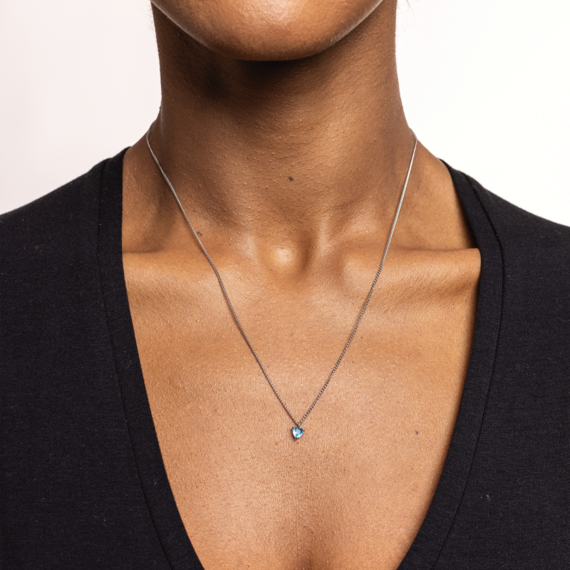 Collana Cristallo Cuore Pendente Turchese - immagine 2