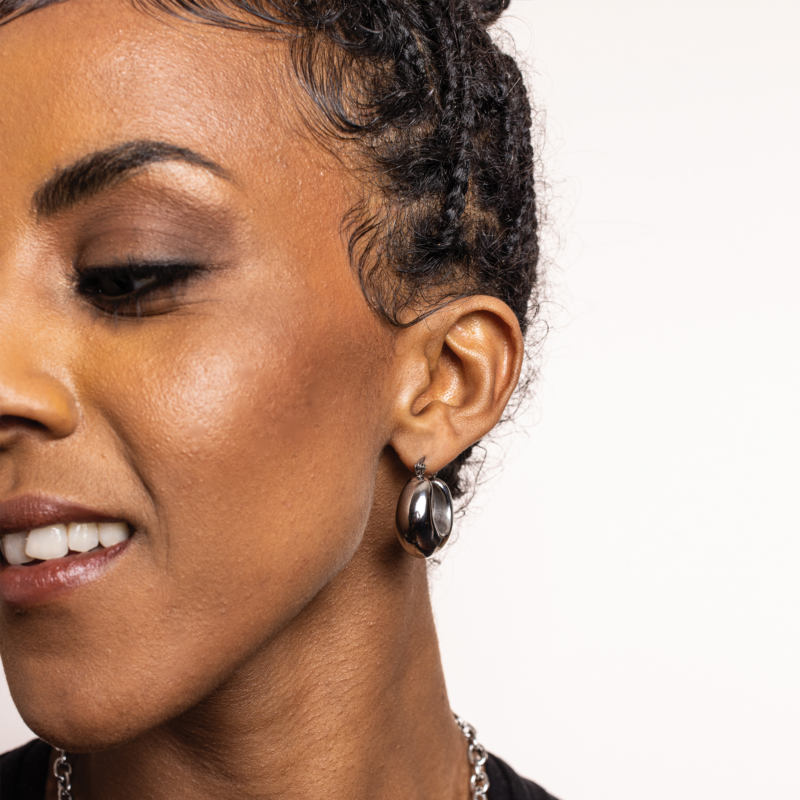 ORECCHINI BOMBATI ACCIAIO - immagine 2