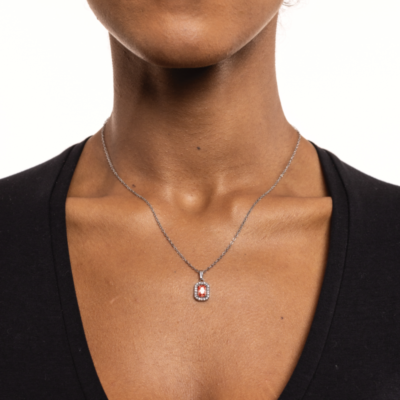 Collana Cristallo Rettangolare Rosso - immagine 2