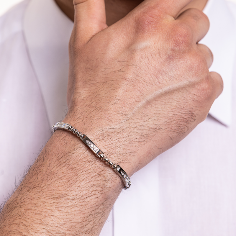 BRACCIALE ACCIAIO CRISTALLI BIANCHI - immagine 2