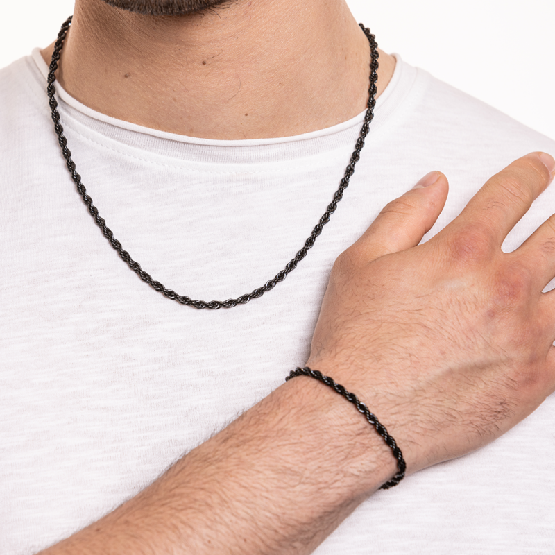 Collana catena corda PVD nero - immagine 2