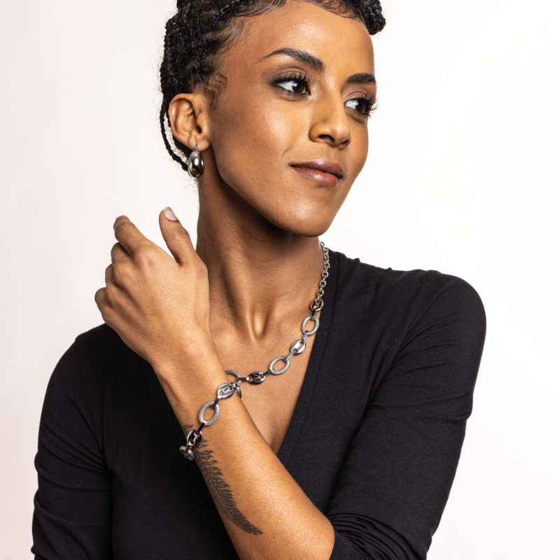 BRACCIALE CHICCO DI CAFFE' ACCIAIO - immagine 3