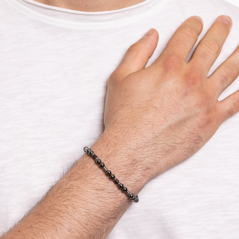 Bracciale Uomo Acciaio e Ematite - immagine 4