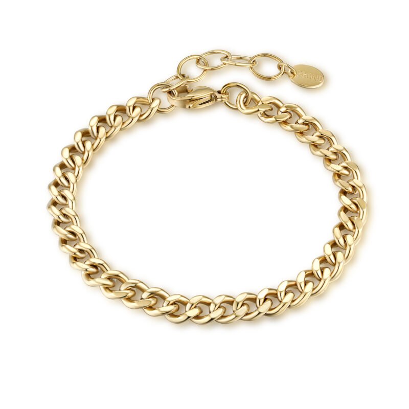 Bracciale Grumetta Piatta 5mm 16+3cm ip Oro