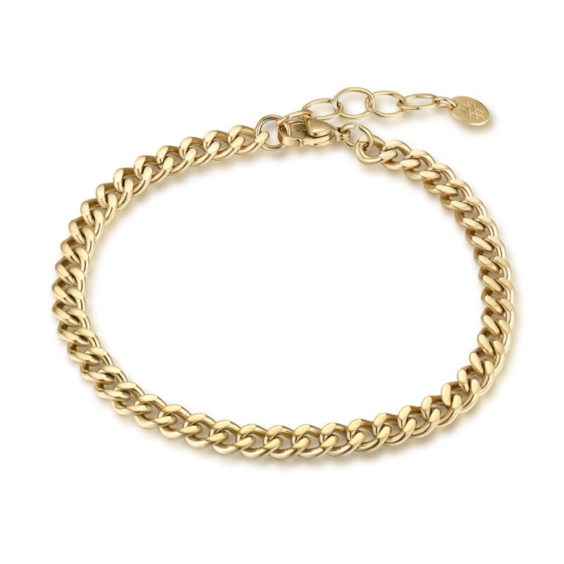 Bracciale Grumetta Piatta 5mm 20+3cm Ip Oro