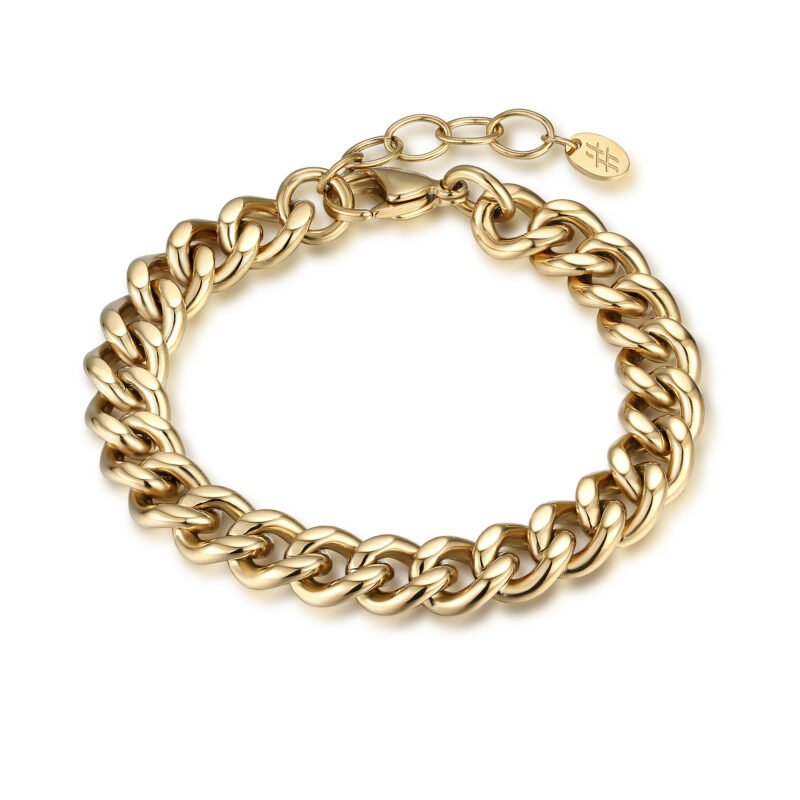 Bracciale Grumetta Piatta 8mm 16+3cm Ip Oro