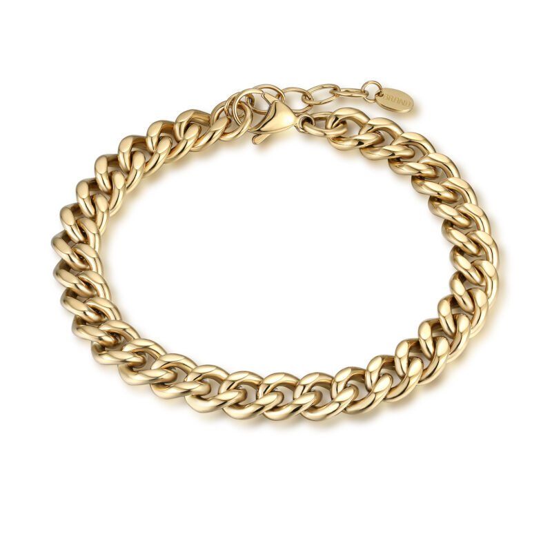 Bracciale Grumetta Piatta 8mm 20+3cm Ip Oro