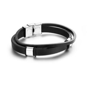 Bracciale Doppio Pelle Nero