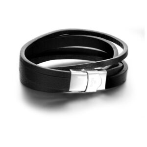 Bracciale Doppio Giro Pelle Nero