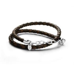 Bracciale Intrecciato Doppio Giro Pelle Marrone
