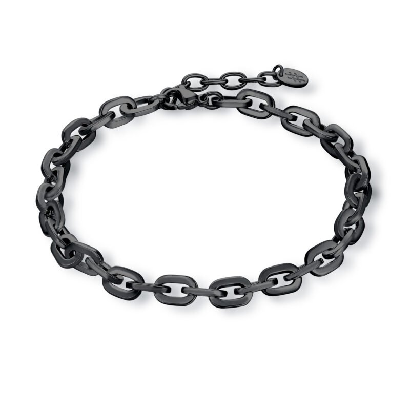 Bracciale con Maglia a Catena PVD Nero