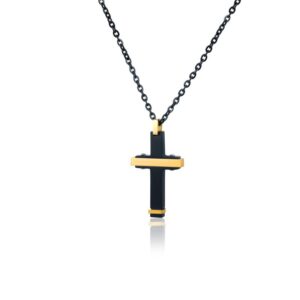 Collana Croce Ematite Rodiata e Oro