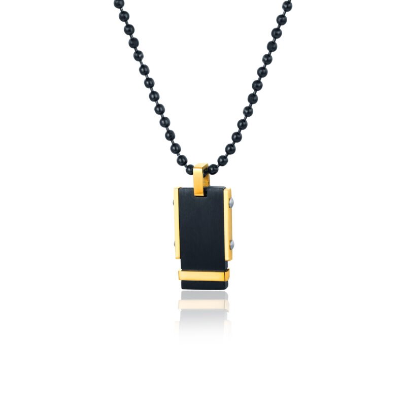Collana Targa Nera e pvd oro