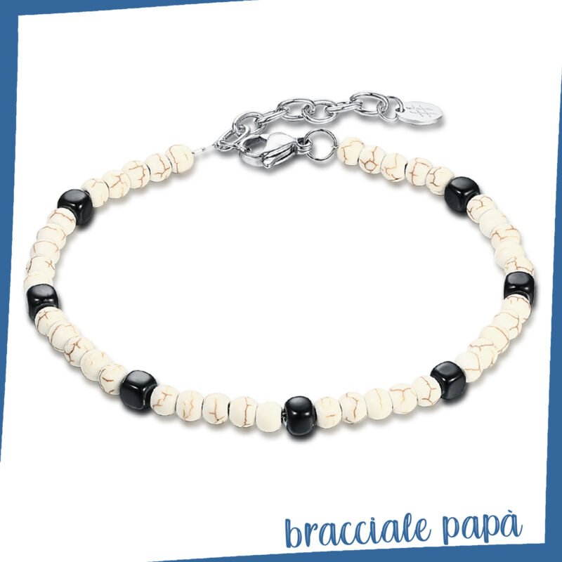 Bracciale Uomo Acciaio e Ematite PAPA'