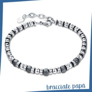 Bracciale Uomo Acciaio e Ematite PAPA'