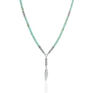 Collana Lunga Turchese e piuma