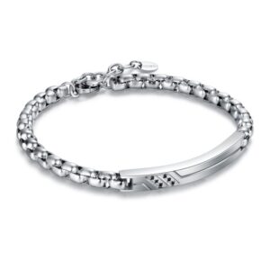 Bracciale Con Targa e Cristalli Neri