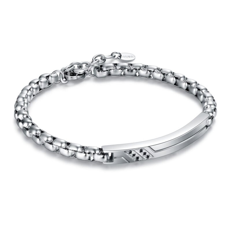 Bracciale Con Targa e Cristalli Neri