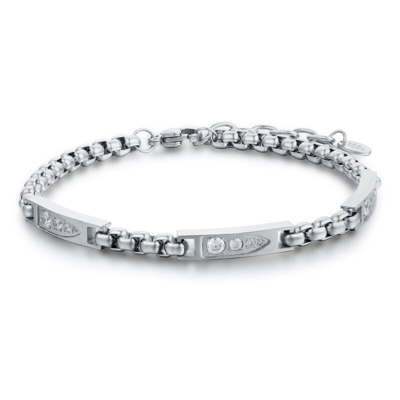 BRACCIALE ACCIAIO CRISTALLI BIANCHI