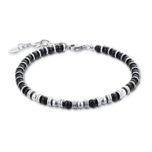 BRACCIALE AGATA NERA ED EMATITE