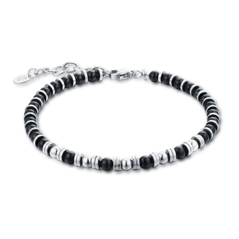 BRACCIALE AGATA NERA ED EMATITE