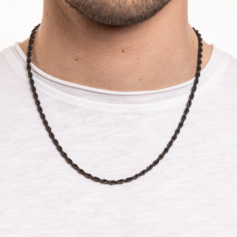 Collana catena corda PVD nero - immagine 3