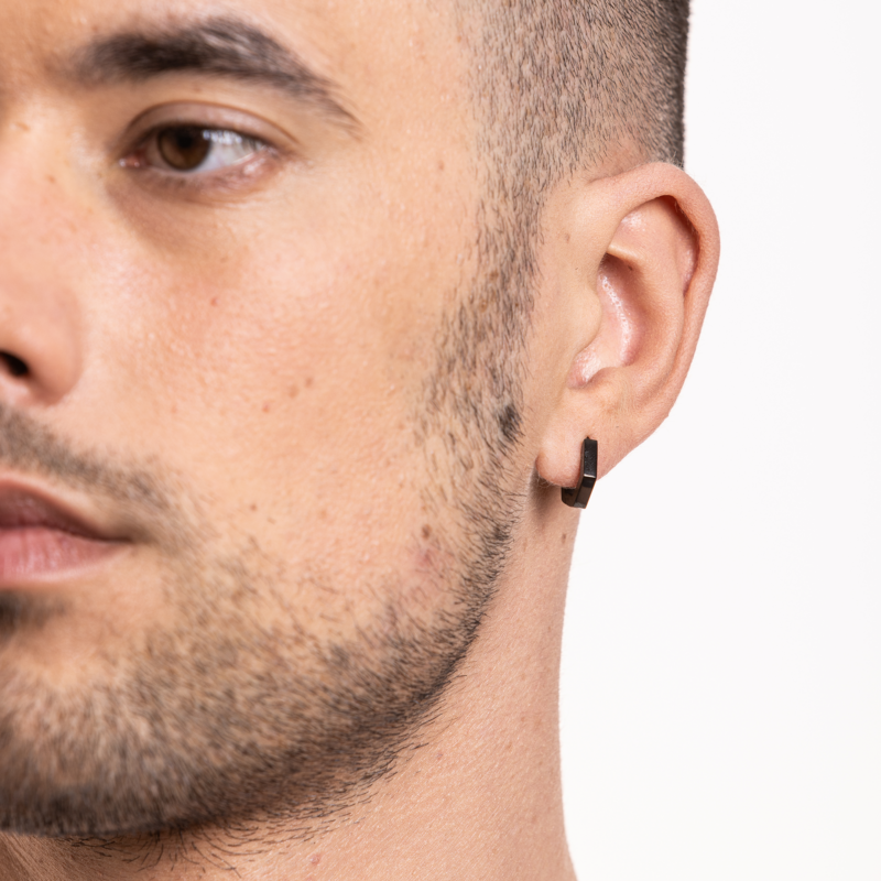 Orecchino Scattino Esagono Pvd Nero - immagine 2