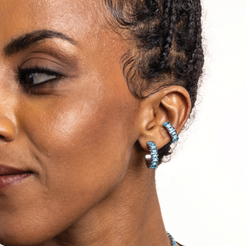 Ear Cuff Tennis Baguette Turchese Singolo - immagine 2