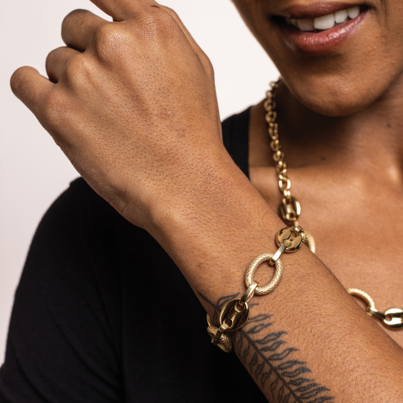 BRACCIALE CHICCO DI CAFFE' PVD ORO - immagine 2