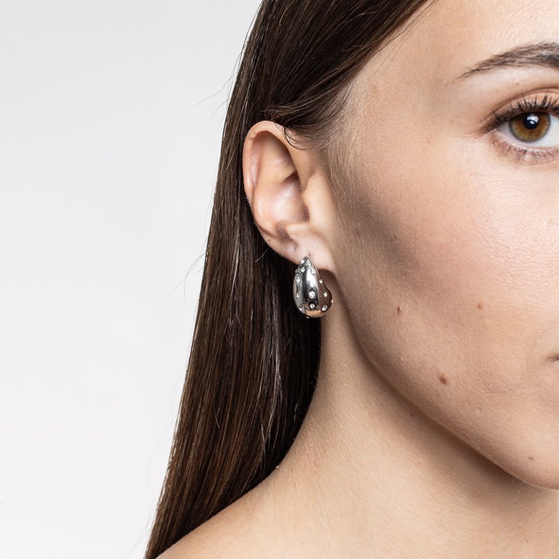 Orecchino Drop Cristalli Acciaio - immagine 2