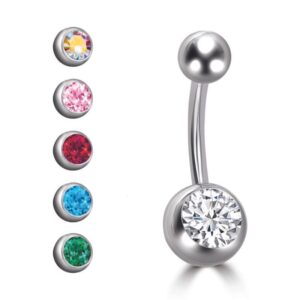 Belly Button Ring Con Sfera Cristallo e Sfera Acciaio