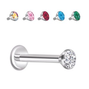 Labret Filettato Internamente Con Cristallo