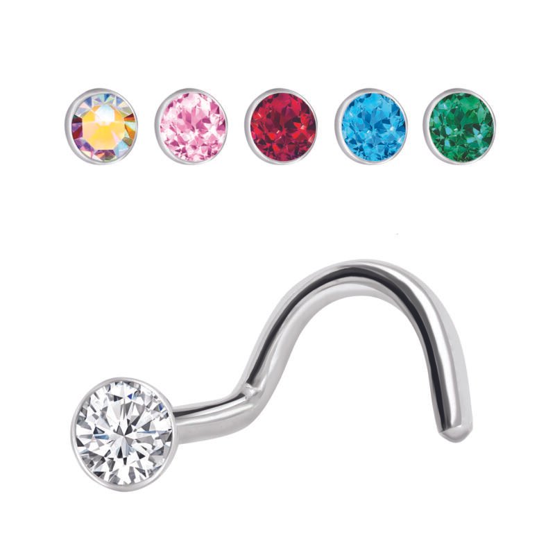 Chiodino Da Naso Curvo Con Cristallo Da 2,35 mm