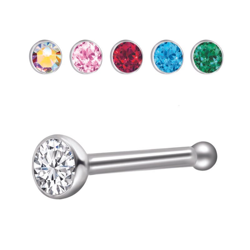 Chiodino Da Naso Dritto Con Cristallo