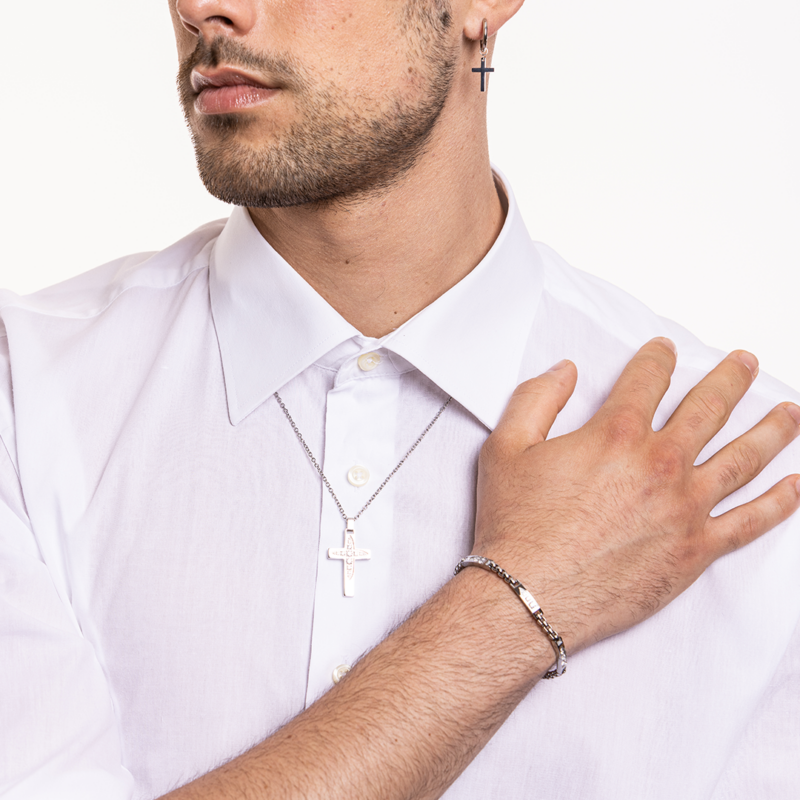 BRACCIALE ACCIAIO CRISTALLI BIANCHI - immagine 3