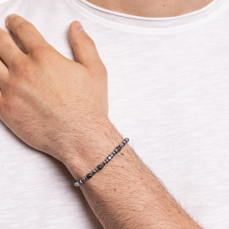 Bracciale Uomo Acciaio e Ematite - immagine 2